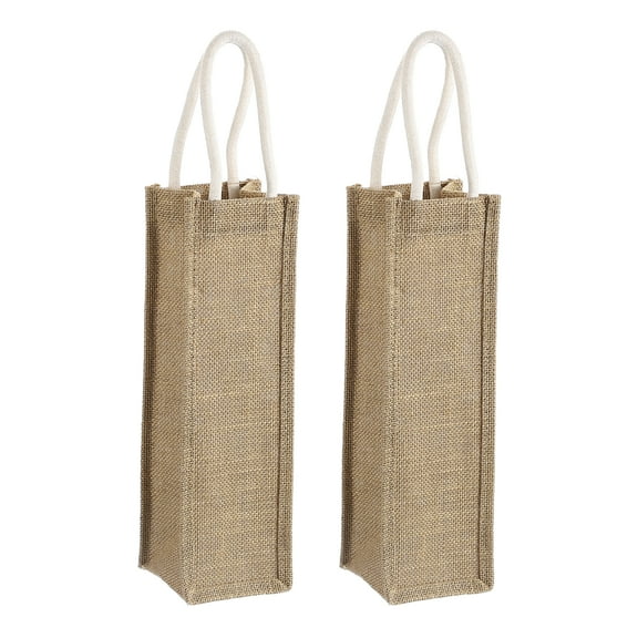2 Pcs Wine Tote Bag, Reusable Burlap Wine Gift Bags with Cotton Handles for Wedding Gifts Beach Holiday Party Home Storage