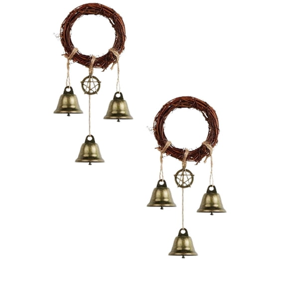 2 Pcs Witch Bells for Door Knob Wall Hanging, Handmade Hanging Bells with Wind Chimes for Housewarming Gifts Boho Home Decor