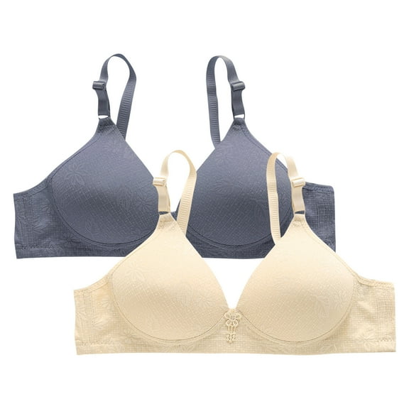 2 Pcs Women Bra Comfy Full Coverage Bralettes Trendy Push Up Bralettes Casual Breathable Brassiere Underwear