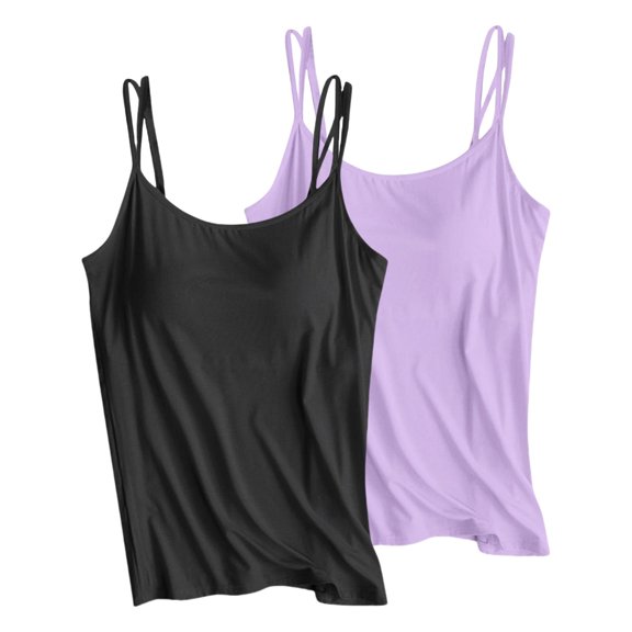 2 Pcs Women Light Stretch Camisole Detachable Included Adjustable Thin Straps Sleeveless Shirts for Office Workout Resting Time Season Wardrobe Essential Cami (Mint Green,L)