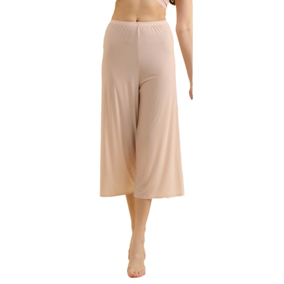 2 Pcs Women Seamless Culotte Half Slips Bloomer Pettipants Wide Leg Pants Liner Slip Shorts