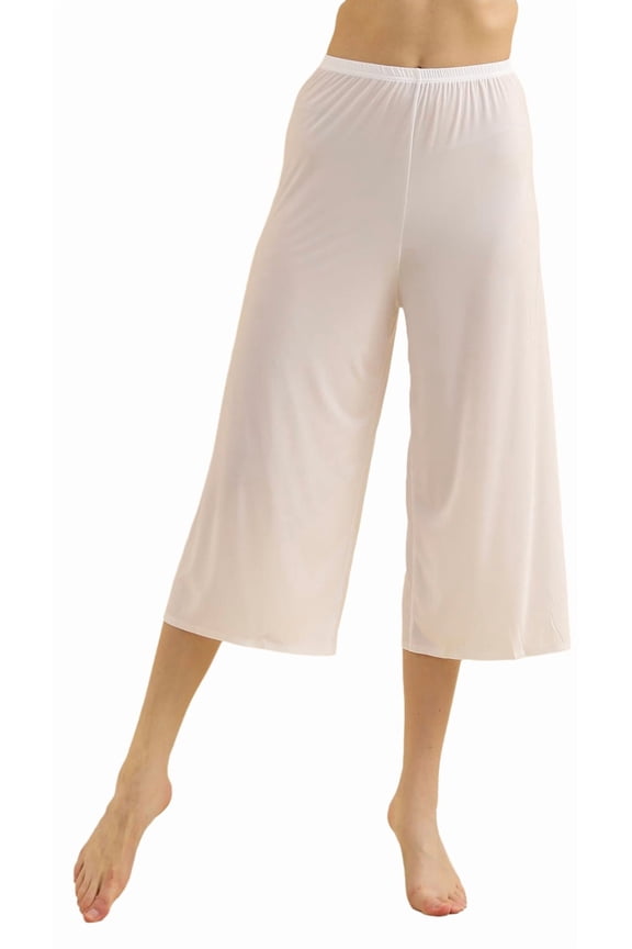 2 Pcs Women Seamless Culotte Half Slips Bloomer Pettipants Wide Leg Pants Liner Slip Shorts