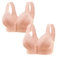 thumbnail image 1 of 2 Pcs Women's Tank Top Bras Wirefree Front Closure Lace Comfort Push up Minimizer Bra Breathable Full Coverage Supportive Bralette, Watermelon Red, 1 of 7