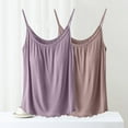 thumbnail image 1 of 2 Pcs Womens Fashion Tank Tops Summer Clothes Casual V Neck Sleeveless Solid Color Loose Fit Cute Y2K Outfit Basic Cami Shirts With Chest Cushion And Suspender Round Neck Top 2024, 1 of 4