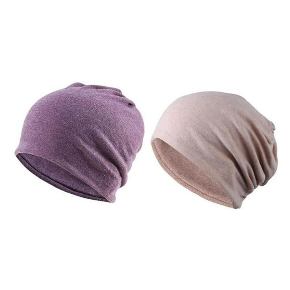 2 Pcs Womens Slouchy Beanie Skull Cap Summer Hat Cap Turban - +Khaki, Adjustable