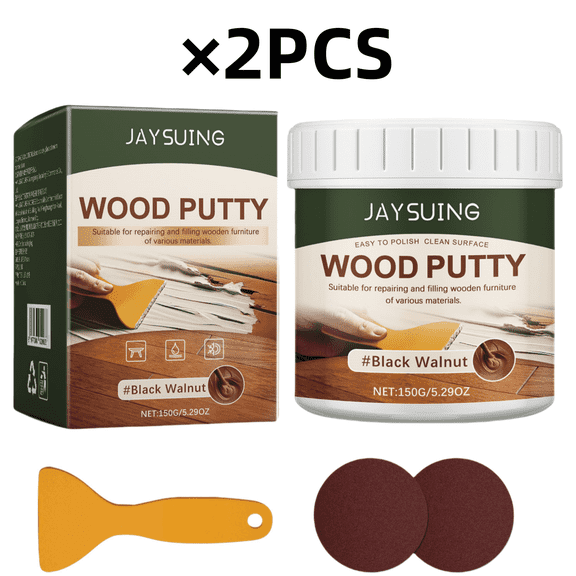2 Pcs Wood Filler, Multi-Purpose Wood Repair Compound for Cracks, Gaps, & Surface Imperfections – Quick-Drying, Sandable, & Paintable for Interior & Exterior Use (Black Walnut)