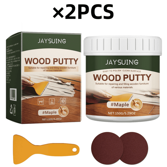 2 Pcs Wood Filler, Multi-Purpose Wood Repair Compound for Cracks, Gaps, & Surface Imperfections – Quick-Drying, Sandable, & Paintable for Interior & Exterior Use (Maple)