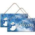 thumbnail image 1 of 2 Pcs Wood Hanging Door Sign Winter Snowman Hanging Christmas Decorative Cute Wood Welcome Sign Housewarming Gift for Home Front Door Wall Home Decoration 5.9x11.8in, 1 of 6