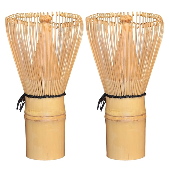 2 Pcs Wood Matcha Whisk Set, 100-Prong Handmade Chasen Whisk, 1.2 x 2.4 x 4.3 in / 3 x 6 x 11 cm, Natural Wood Color, Traditional Tea Ceremony Utensil