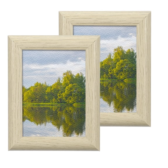 2 Pcs Wood Picture Frames, 3 x 4 Inch Wooden Photo Frame, Photo Displays with Mat Glass Panel for Wall Tabletop Display, White Oak Color