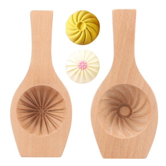 2 Pcs Wooden Bao Bun Maker Baozi Maker Wooden Steam Bun Mold This Kitchen Appliance And Gadget Is the Best Present for Asian Food Enthusiast (Ordinary + Flower)