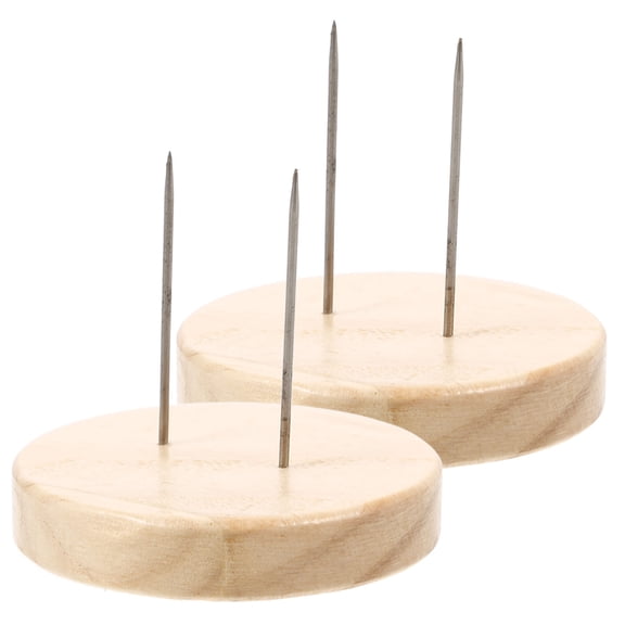 2 Pcs Wooden Base Display Stand Wood Base Clay Doll Stand Beige