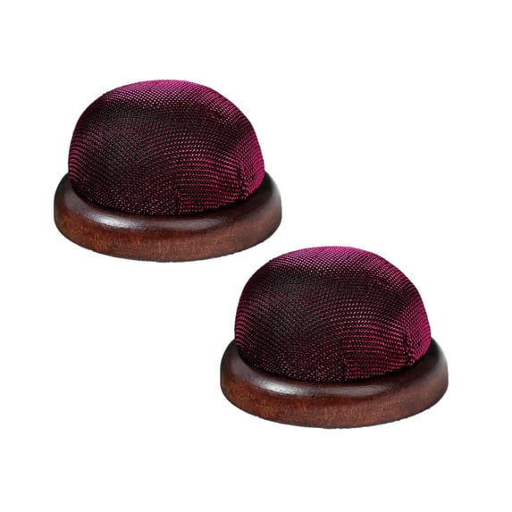 2 Pcs Wooden Base Pin Cushions, Round Needle Holder for Sewing, Quilting, and DIY Crafts, Red, By Preplabs