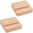 thumbnail image 1 of 2 Pcs Wooden Cell Phone Stands 3.14x3.14x0.78 Square Wood Mobile Phone Holders Universal Desktop Phone Stand Portable Mobile Tablet Holder for Supporting Phone in Office Home Raw Wood Color, 1 of 7