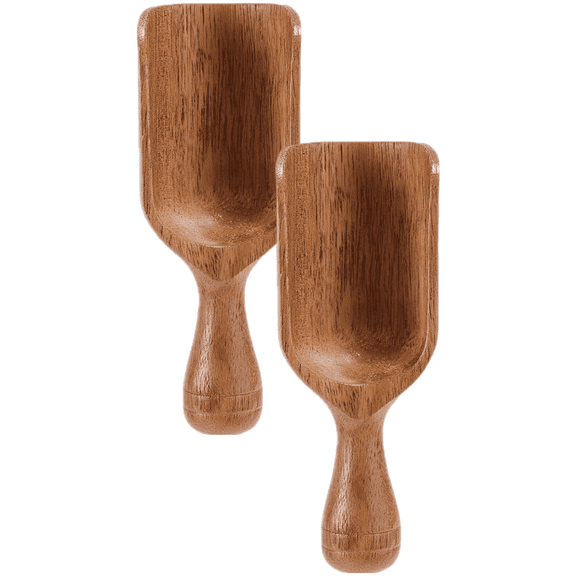 2 Pcs Wooden Coffee Scoops, Acacia Wood Flour Scoop, 4.3 in Kitchen Scooper Set, One-Piece Forming Farmhouse Style Short Handle Coffee Bean Spoon for Coffee, Laundry, Kitchen
