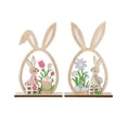 thumbnail image 1 of 2 Pcs Wooden Easter Bunny Decor, Spring Tabletop Ornaments With Egg & Flower Cutout Design, Easter & Home Accents For Festive Spring Ambiance, 1 of 6