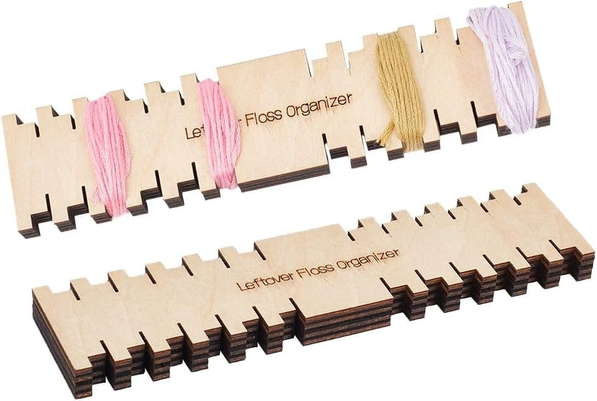 2 Pcs Wooden Embroidery Floss Organizer 12 Slots Cross Stitch Thread Holder DIY Thread Storage Board Sewing Floss Accessories for Craft DIY Sewing Storage DIY