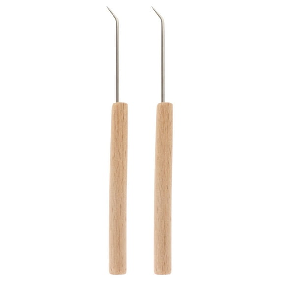 2 Pcs Wooden Loom Hook Knitting Needle Crafthand Untukit Crochet Needles Weaving Tool Dreadlock DIY