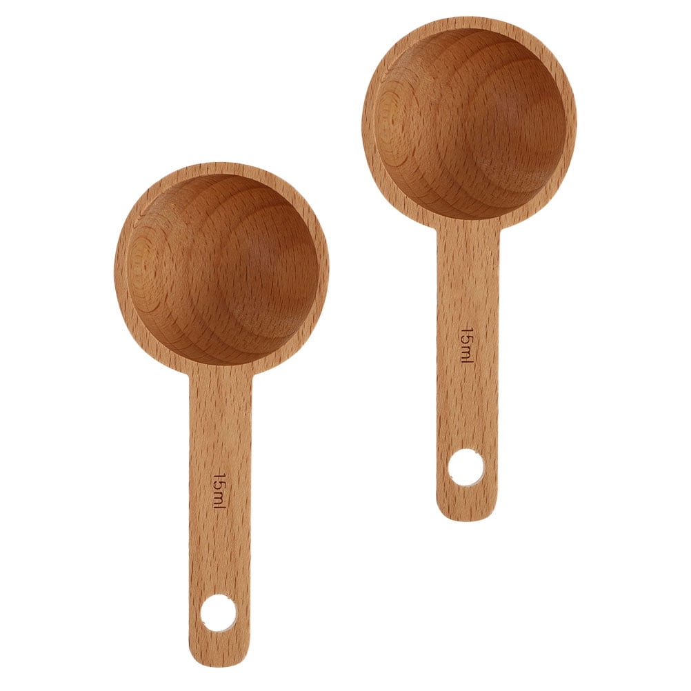 Set of 2 Wooden Measuring Teaspoons - Simple Coffee Bean Scoops for ...