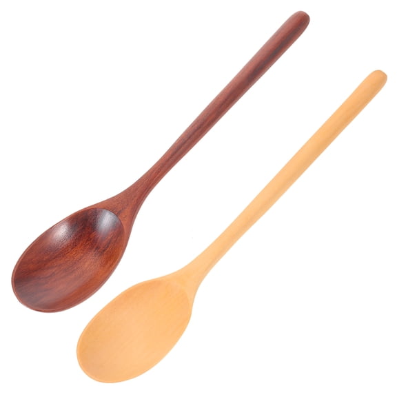 2 Pcs Wooden Mixing Spoon Coffee Scoop Japanese Soup Spoon Long Handle Scoop Cucharas Para Postres Stirring Spoons