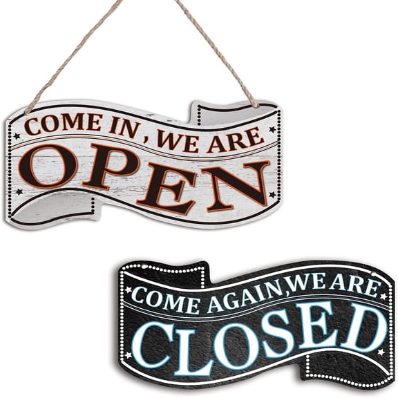 2 Pcs Wooden Open/Closed Signs Come in Store Hanging Plaque Business Rustic Plaque