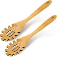thumbnail image 1 of 2 Pcs Wooden Pasta Spoons, Pasta Servers with Teeth, Spaghetti Strainers, Pasta Forks, Pasta Serving Spoons, Noodle Spoons for Kitchen Cooking, 1 of 5