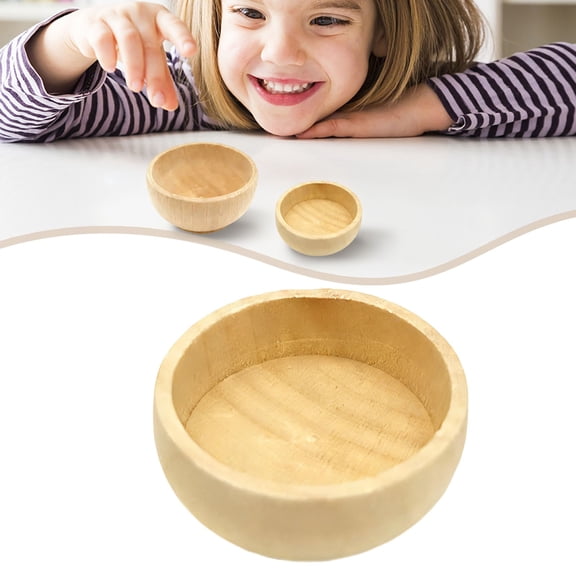 2 Pcs Wooden Pinch Bowls Mini Unfinished Bowl Set for DIY Crafts Condiment Bowls Small Round Bowl for Sorting Dipping Sauce Nuts Spice Candy, 2.16x2.16x1.06 Inch & 1.85x1.85x0.7 Inch, Small + Large