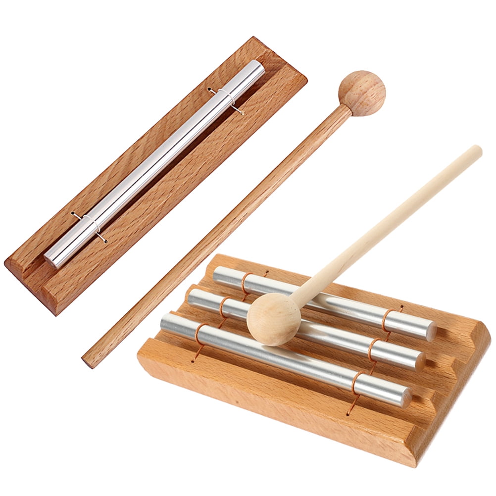 2 Pcs Wooden Playset Toy Hand Chime Three Tone Chime Kids Chime Plain