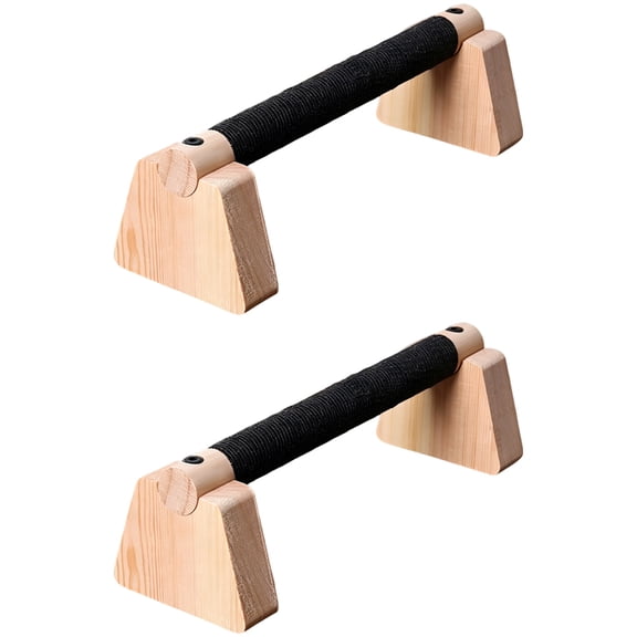 2 Pcs Wooden Push-Up Stands, 9.8 x 1.2 in Solid Wood Home Gym Equipment for Strength Training with Handle, Non-Slip Grip, Triangle Support Base for L-Sit, Dips, Core Workouts, Arm Muscle Enhancement