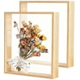 thumbnail image 1 of 2 Pcs Wooden Shadow Box Frame,Double Acrylic Dried Flower Frame,1.6 in/4 cm Hollow,Wood Color,Tabletop & Wall Decor,8 x 10 in, 1 of 6