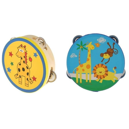 2 Pcs Wooden Tambourine Rattle Hand Percussion Toy Wave Hit Instrument For Children Gift