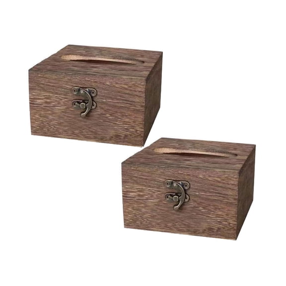 2 Pcs Wooden Tissue Box Cover, Kleenexes Box Holder, Rectangular Tissue Box Napkin Dispenser with Hinged Lid for Bathroom Office Living Room Dinner Table