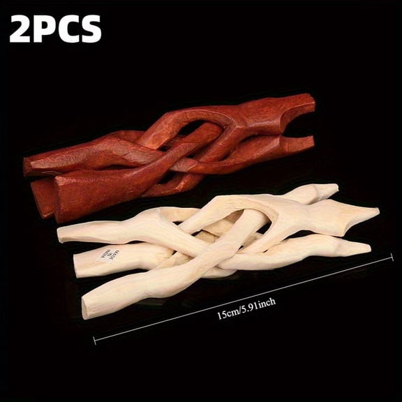 2 Pcs Wooden Tripod Display Stands 6 Inch Vintage Textured Natural and Mahogany Color for Crystal Ball Geode Abalone Shell Trinket Bowl Holder Home Decor