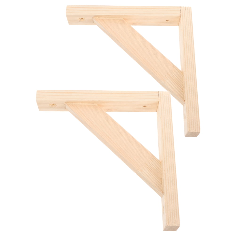 2 Pcs Wooden Tripod Racking Shelving Shelf Mounting Brackets Wood Shelf ...