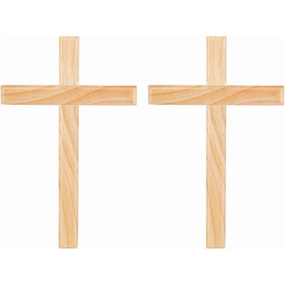 2 Pcs Wooden Wall Decor 9.5 Inch Wood Wall Decor Wall Hanging for Home Party Meditation Baptism Decoration Light Khaki