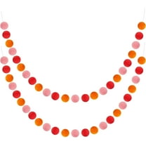 2 Pcs Wool Felt Rainbow Ball Garland Ornament, 24-Ball Colorful Wreath Decoration For Wall Xmas Tree Birthday Party Supplies