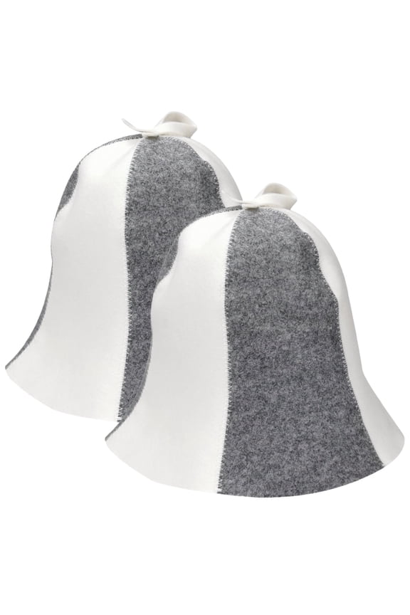 2 Pcs Wool Sauna Hat for Women, Thick Felt Sauna Hats with Hanging Loop, Gray and White Bell Shape, Soft Skin-Friendly Bath Hat for Sauna Spa Home Use