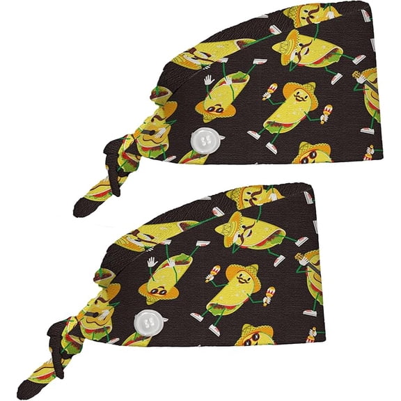 2 Pcs Working Cap Scrub Cap with Sweatband Adjustable Unisex Men Women Tie Back Hat Nurse Surgical Caps