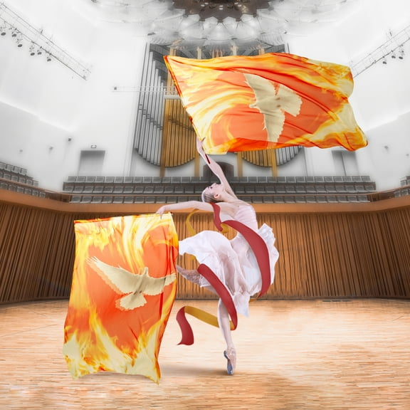 2 Pcs Worship Flag Soft Polyester Praise Dance Flag with Telescopic Rod and Organizer Bag for Girl Adult Beginner Dancer