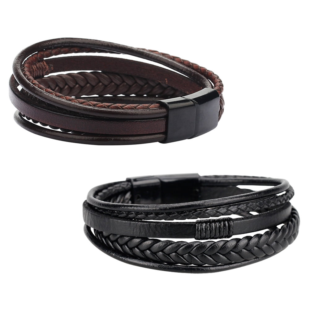 DELICIOC 2 Pcs Woven Bracelet Bracelets Men Bracelet Vrvogue Charisma Jewelry for Men Men Wristband Male Bracelet Man