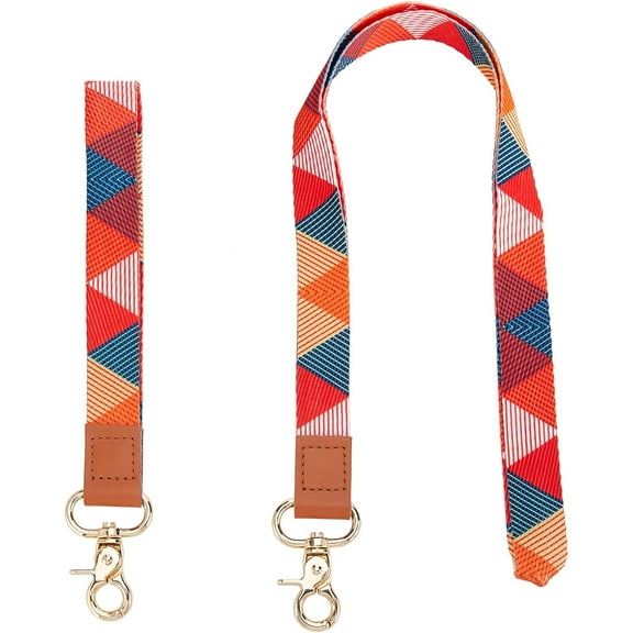 2 Pcs Wrist and Neck Lanyards for Key Stylish Keychain Holder Lanyards Wristlet Strap Neck Strap Key Chain Holder for ID Badges Wallet Cell ones Cameras 1set