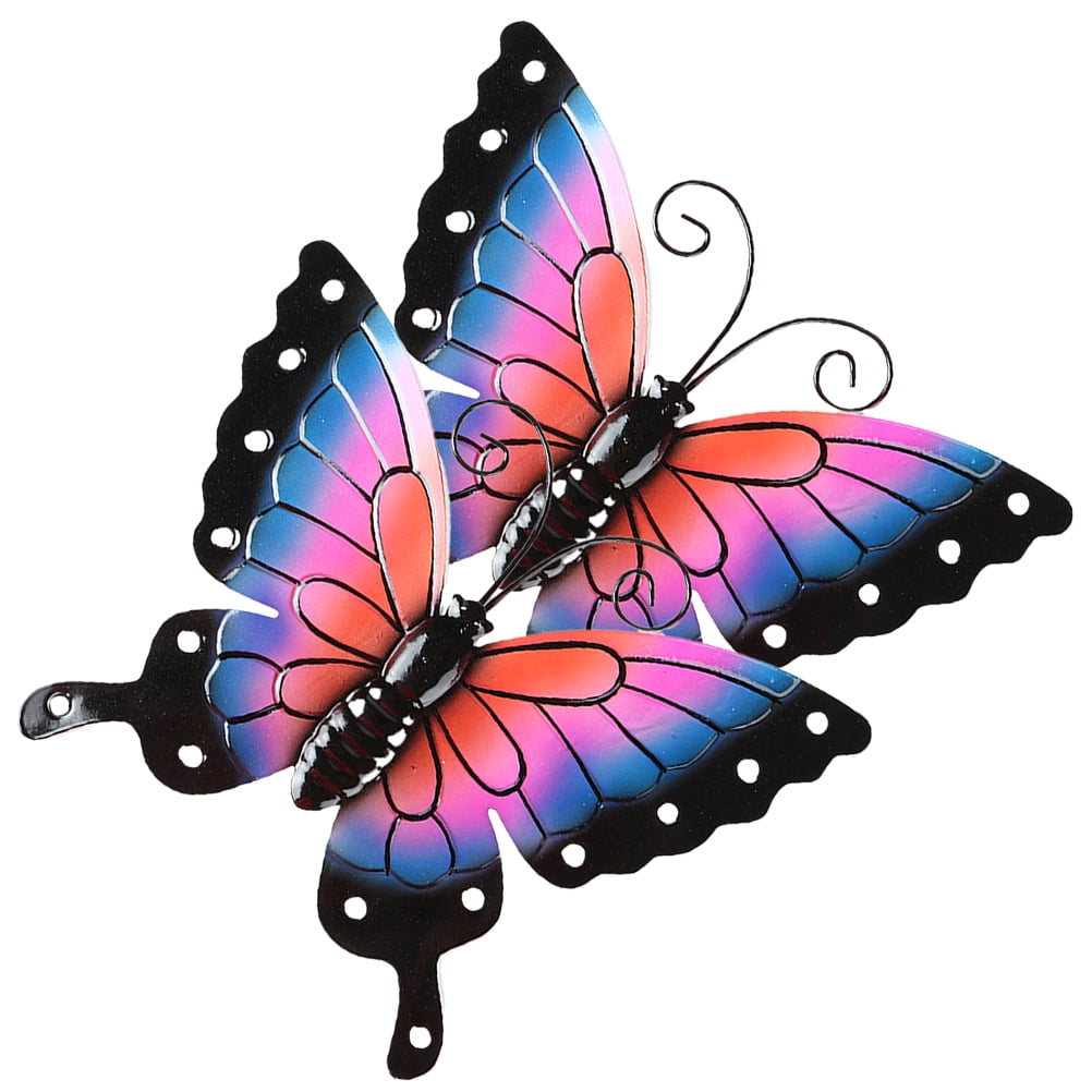 2 Pcs Wrought Iron Butterfly Wall Decoration Animal Craft Butterflies ...