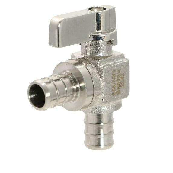 2 Pcs XFITTING Barb Crimp 1/2 Inch Pex Mini Angle Ball Valve, Full Port, 1/4 Turn, Brass, 24-1-2=2X