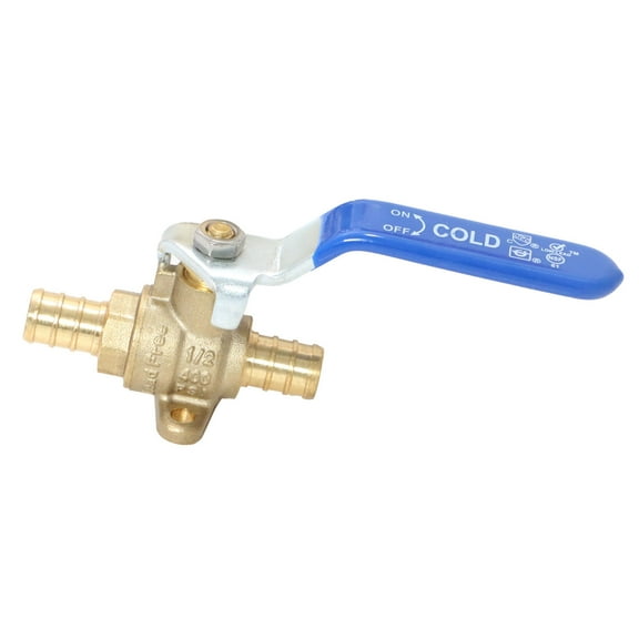 2 Pcs XFITTING Barb Crimp Pex 1/2 Inch Ball Valve With Drop Ear With Blue Handle, Cold, 24-1-4=2XX