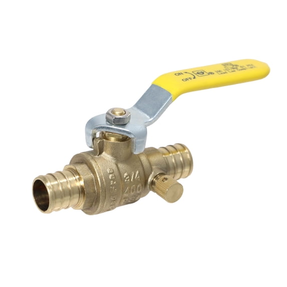 2 Pcs XFITTING Barb Crimp Pex 3/4 Inch Ball Valve With Drain, 24-3-7=2XX