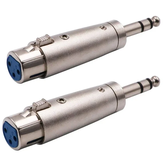 2 Pcs Xlr 3-Pin Female To 6.35Mm 1/4" Stereo Male Mic Microphone Audio Adapter