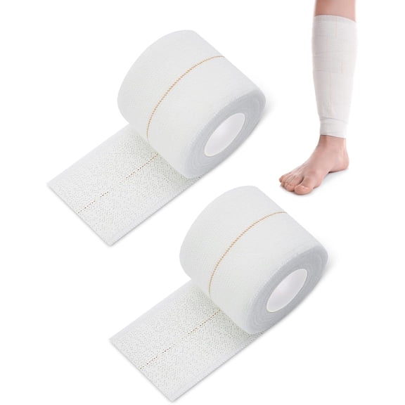 2 Pcs Yellow Line Tubular Bandage for Legs, 7.5cm X 4.5m Washable Elastic Arm Support Tube Bandage
