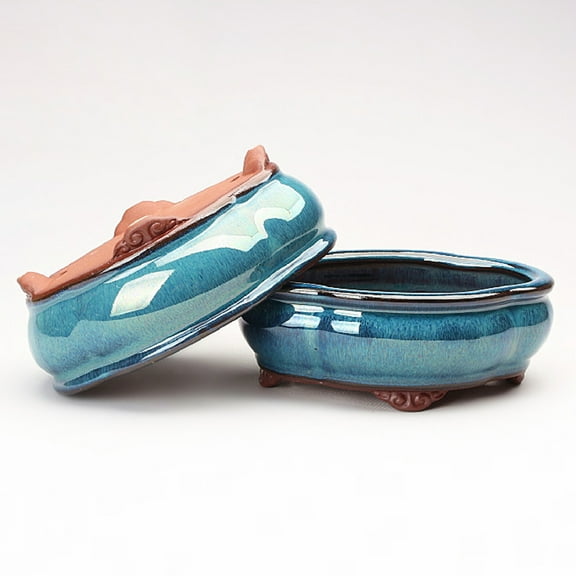 2 Pcs Yixing Garden Planter Pots Clay Pottery Flower Pots with Drainage Hole Small Succulent Nursery Pots Miniature Ceramic Plant Pots