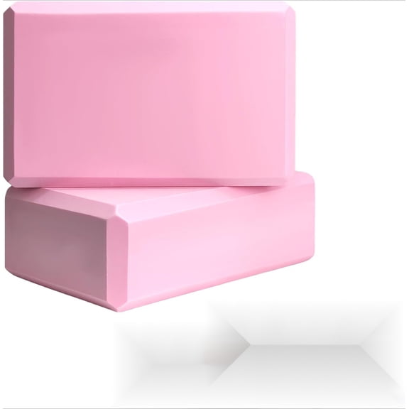 2 Pcs Yoga Blocks, 9x6x3 Inch Non-Slip Foam Pilates Support, Lightweight Pink Exercise Props for Balance and Stretching