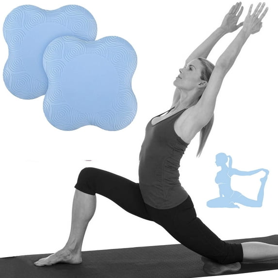 2 Pcs Yoga Knee Mat, Anti Slip Yoga Support Kneeling Mat, Waterproof Pilates Cushion Mat for Man, Women, Comfortable & Lightweight Yoga Exercise Protector for Fitness Mediation Travel, Blue